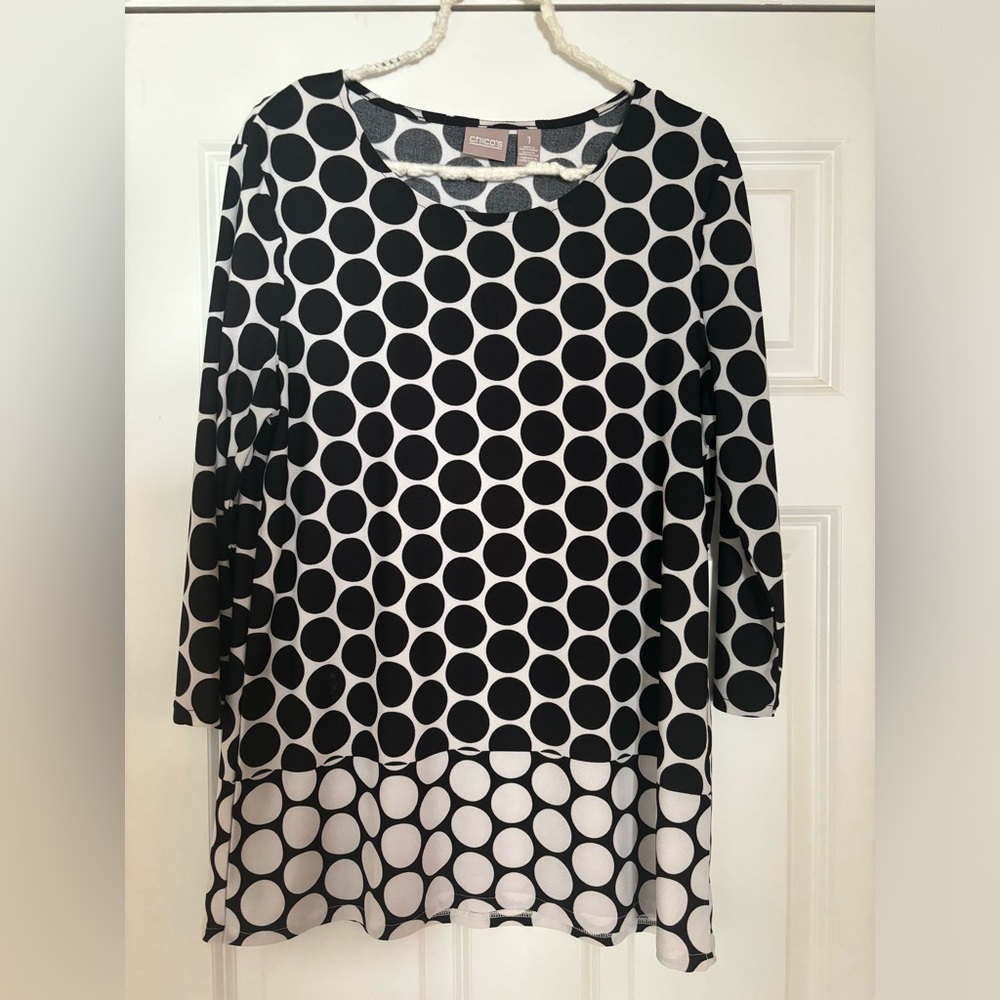 Ladies Black & White Dot Tunic - Size 1 (M-8/10)